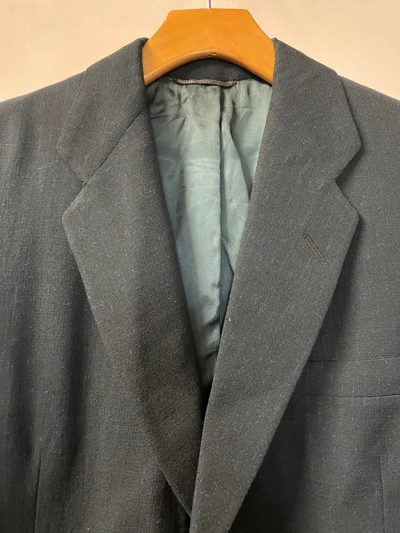 1960s Two Buttons Navy with Cobalt Fleck Suit Jacket image 3