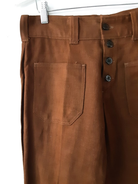 1970s Deadstock Bell Bottom Brown Pants - image 3