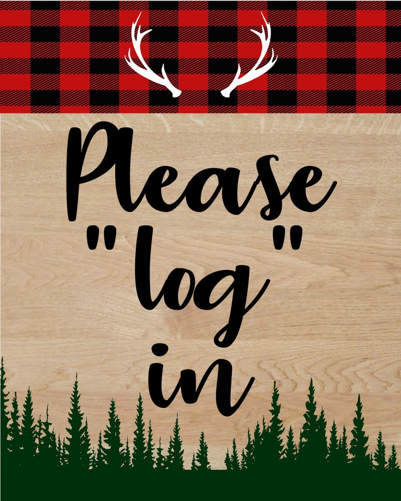 Buffalo plaid baby shower Log in baby shower Baby shower guest list Woodland baby shower login Lumberjack baby shower It's a boy image 3