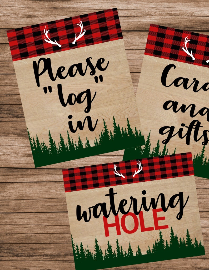 Buffalo Plaid Baby Shower Log in Baby Shower Baby Shower Gästeliste Woodland Baby Shower Anmeldung Holzfäller Baby Shower It's a boy Bild 7