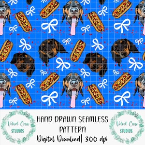 Dachshund Weiner Dog 4th of July Seamless Pattern (Digital Download)