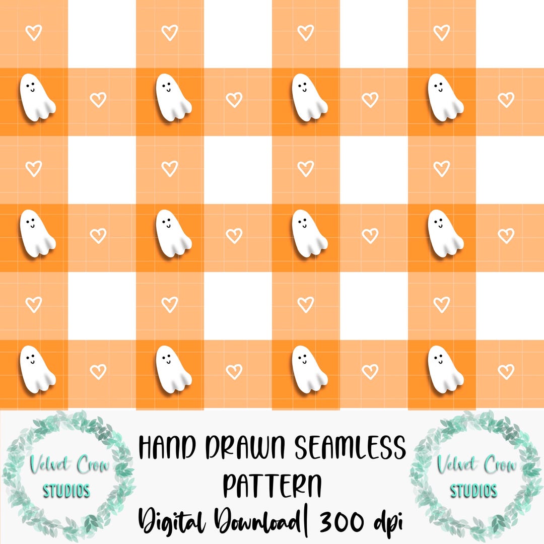 Halloween Ghost Seamless Pattern: Hand-drawn Whimsigore Digital Paper ...