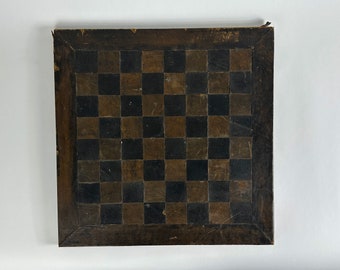 1970s – Vintage handcrafted leather patchwork chessboard