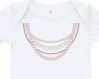 Pearl Necklace Strands Baby Bodysuit