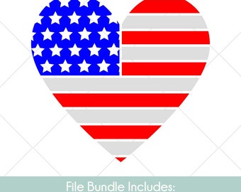 American Flag Heart - SVG Cut File Bundle
