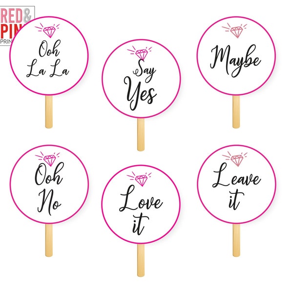 Hot pink Diamond I Said Yes to the Dress, Say yes signs, Printable Dress Shopping Paddle Signs, Printable, Instant Download