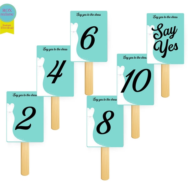 Tiffany dress yes, Say yes signs, Printable Dress Shopping Paddle Signs, Printable, Instant Download