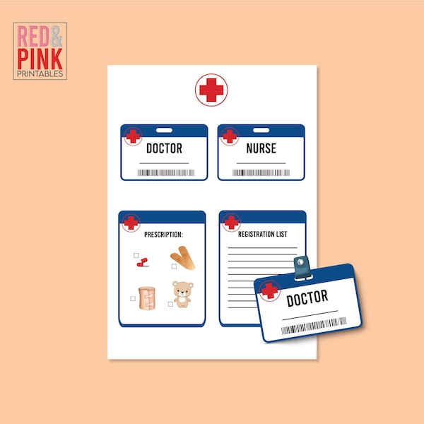 Pretend Doctor Name Tag Etsy