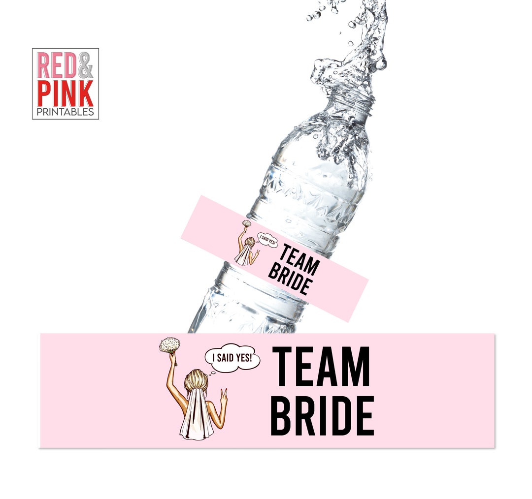 Team Bride Water Bottle Label: Bridal Shower Party Favor (PDF) - Etsy
