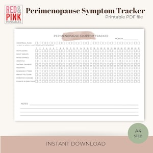 Perimenopaus symptomspårare: Månadsjournal (digital nedladdning)