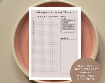 Menopause Symptom Tracker Printable | Perimenopause Log | Energy and ...
