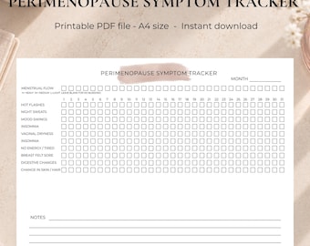 Perimenopause Symptom Tracker: Monthly Journal (Digital Download)