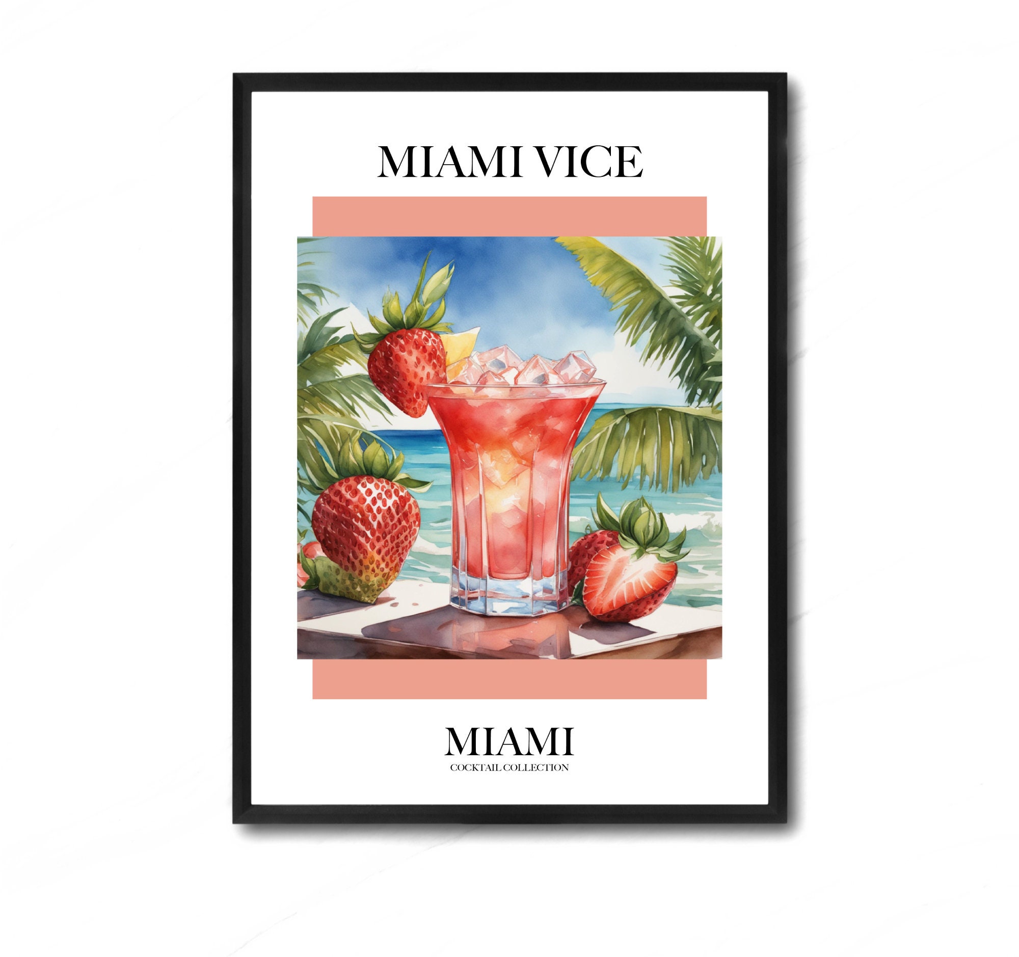 Miami Vice Cocktail, Art Printable, Digital Download, City Cocktail ...