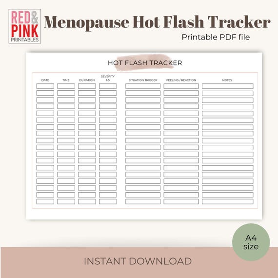 Hot Flash Tracker: Menopause Symptom Journal (Digital Download)