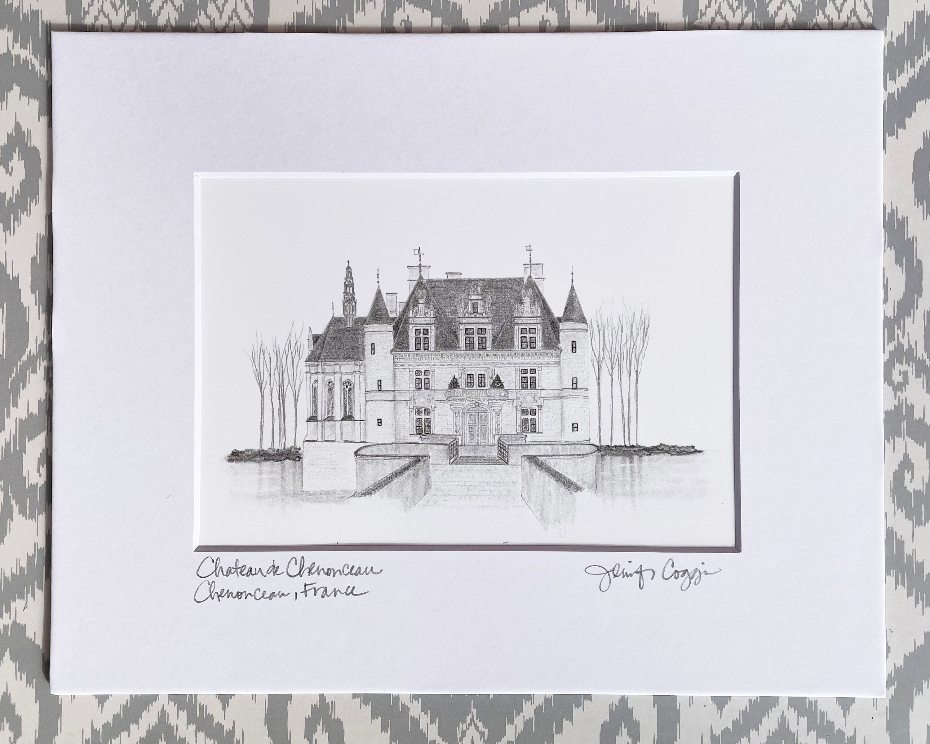 Chenoise Print Chateau De Chenonceau Matted Print - Etsy