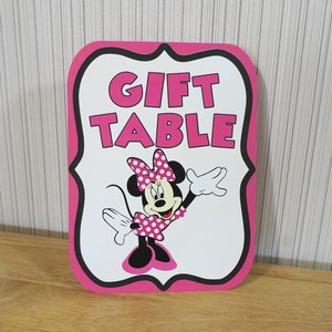 Minnie Mouse Birthday Party Sign, PINK Gift Table Sign Party Decoration, Mickey Mouse Clubhouse Party by FeistyFarmersWife