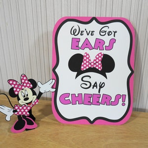 Minnie Mouse Birthday We've Got Ears Say Cheers Sign Hot Pink Party Decorations by FeistyFarmersWife