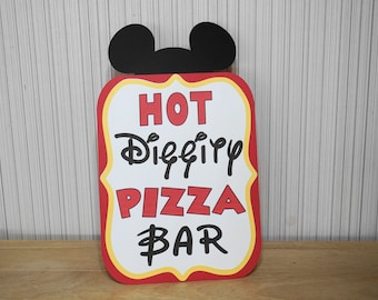 Mickey Mouse Birthday Sign, Hot Diggity PIZZA Bar Standee Party Decoration, Mickey Mouse Clubhouse Party by FeistyFarmersWife