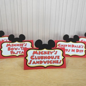 Mickey Mouse Birthday Place Cards Food Labels Party Decoration Minnie Mouse Clubhouse by FeistyFarmersWife