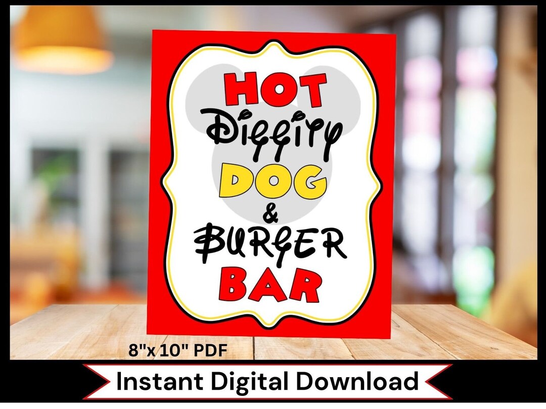 INSTANT DOWNLOAD Mouse Party Printable Hot Diggity Dog &amp; Burger Bar ...
