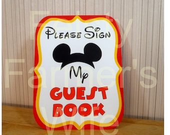 Mickey Mouse Birthday Party Sign, Please Sign My GuestBook Sign Party Decoration, Mickey Mouse Clubhouse Party by FeistyFarmersWife