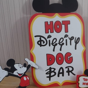 Mickey Mouse Birthday Sign, Hot Diggity Dog Bar Party Decoration, Mickey Mouse Clubhouse Party by FeistyFarmersWife No Bow + 5" Mickey