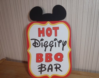 Mickey Mouse Birthday Sign, Hot Diggity BBQ Bar Party Decoration, Mickey Mouse Clubhouse Party by FeistyFarmersWife