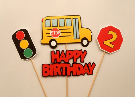 School Bus Birthday Centerpiece Die Cuts School Buts Party Etsy