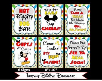 INSTANT DOWNLOAD Mouse Clubhouse Party Printable Set of Six 8x10 Party Signs by FeistyFarmersWife