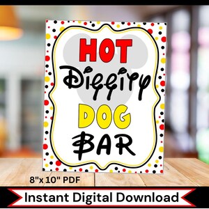 SOFORTIGER DOWNLOAD Micky Maus Party Hot Diggity Hund Bar Schild Multi Dot Design von FeistyFarmersWife