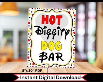 INSTANT DOWNLOAD Mouse Party Printable Hot Diggity Dog &amp; Burger Bar ...