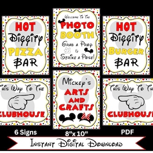 INSTANT DOWNLOAD Mouse Party Printable Set of 6 8x10 Party Signs by FeistyFarmersWife image 1
