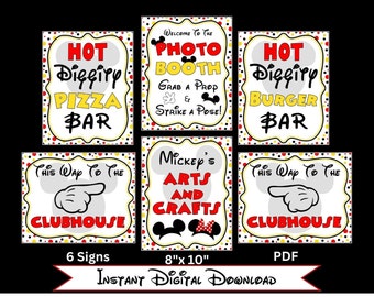 INSTANT DOWNLOAD Mouse Party Printable Set of 6 8x10 Party Signs by FeistyFarmersWife