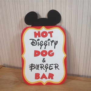 Mickey Mouse Or Minnie Mouse Birthday Sign, Hot Diggity Dog & Burger Bar Party Sign Decoration, Mickey Mouse Clubhouse by FeistyFarmersWife