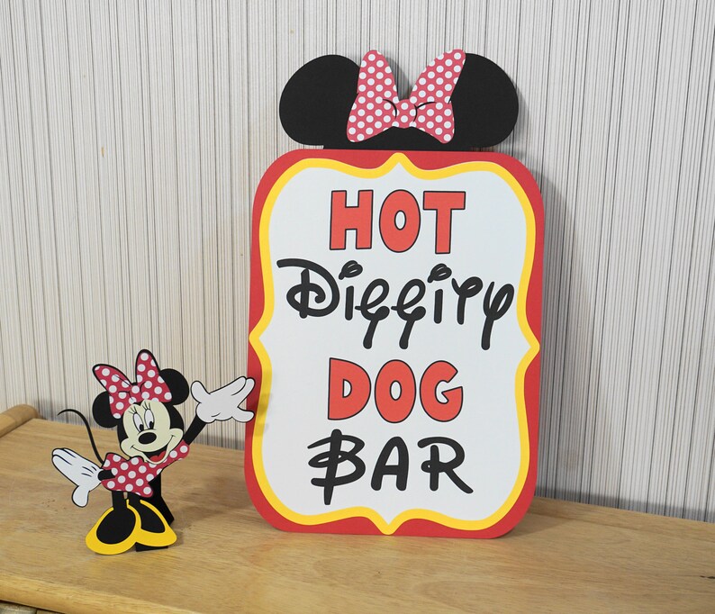 Minnie Mouse Birthday Hot Diggity Dog Bar Sign Hot Pink Party Etsy
