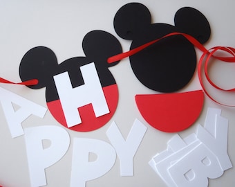 DIY Mickey Mouse Birthday Banner Kit with Optional Custom Name Birthday Party Decorations SHIPS FAST by FeistyFarmersWife