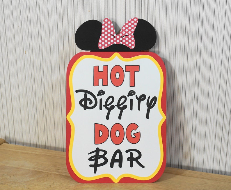 Minnie Mouse Birthday Hot Diggity Dog Bar Sign Hot Pink Party Decorations by FeistyFarmersWife image 5