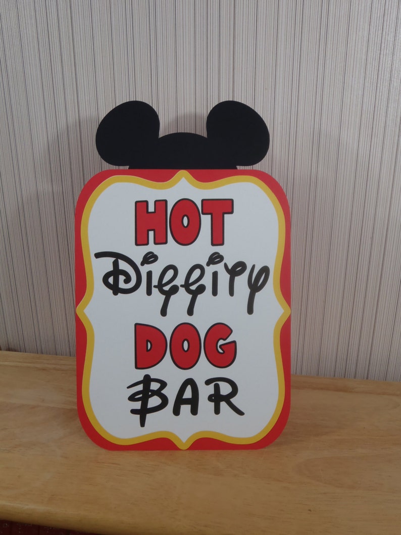 Mickey Mouse Birthday Sign, Hot Diggity Dog Bar Party Decoration, Mickey Mouse Clubhouse Party by FeistyFarmersWife No Bow (Mickey)