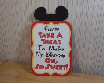 Mickey Mouse Birthday Sign, Take A Treat Sign Party Decoration, Mickey Mouse Clubhouse Party by FeistyFarmersWife