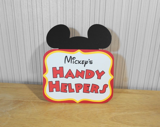 Mickey Mouse Handy Helpers Birthday Sign 5x7, Party Decoration, Mickey ...