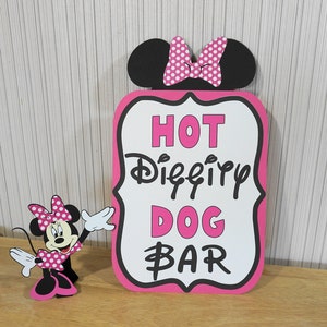 Minnie Mouse Birthday Hot Diggity Dog Bar Sign Hot Pink Party Decorations by FeistyFarmersWife image 1