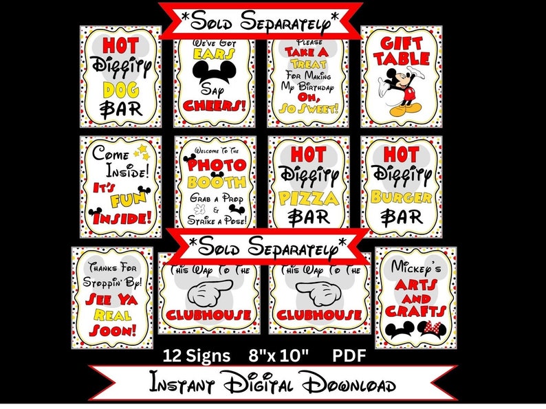 INSTANT DOWNLOAD Mouse Party Printable Set of 6 8x10 Party Signs by FeistyFarmersWife image 9