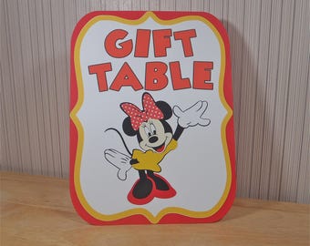 Minnie Mouse Birthday Party Sign, Gift Table Sign Party Decoration, Mickey Mouse Clubhouse Party by FeistyFarmersWife