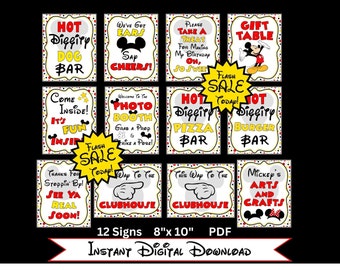 INSTANT DOWNLOAD Mouse Party Printable Set of 12 8x10 Party Signs by FeistyFarmersWife