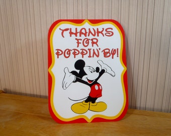 Mickey Mouse Birthday Sign, Thanks For Poppin By! Party Decoration, Mickey Mouse Clubhouse Party by FeistyFarmersWife