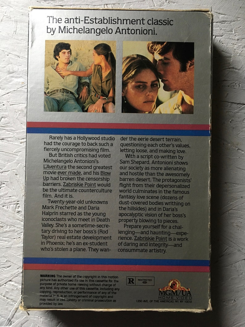 Zabriskie Point Vhs Tape Antonioni Pink Floyd Jerry Garcia Etsy