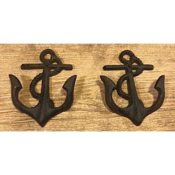 TWO Cast Iron Anchor Wall Hook 5 1/4 Tall 05231 Etsy