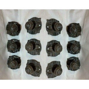 Twelve (12) Drawer Pulls Vintage Cast Iron Drawer Knob 2 1/4" wide Base 2 1/4" tall Set of Twelve (12) 0184-0062