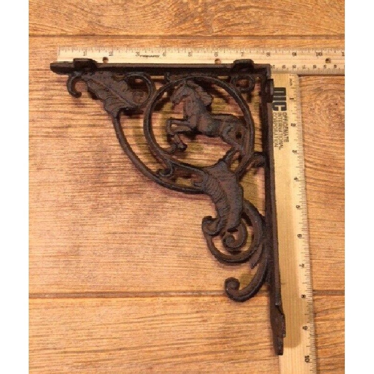 Home Decor 15009 Cast Iron Rustic Brown Horse Shelf Brace Set Of Two 