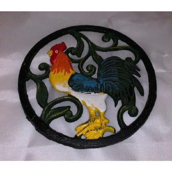 Colorful Cast Iron Rooster Trivet 13027